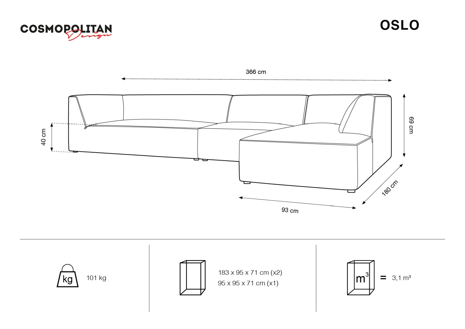 Oslo Velour Modular Ecksofa rechts 5 Sitzer in Yellow präsentiert im Onlineshop von KAQTU Design AG. Ecksofa rechts ist von Cosmopolitan Design