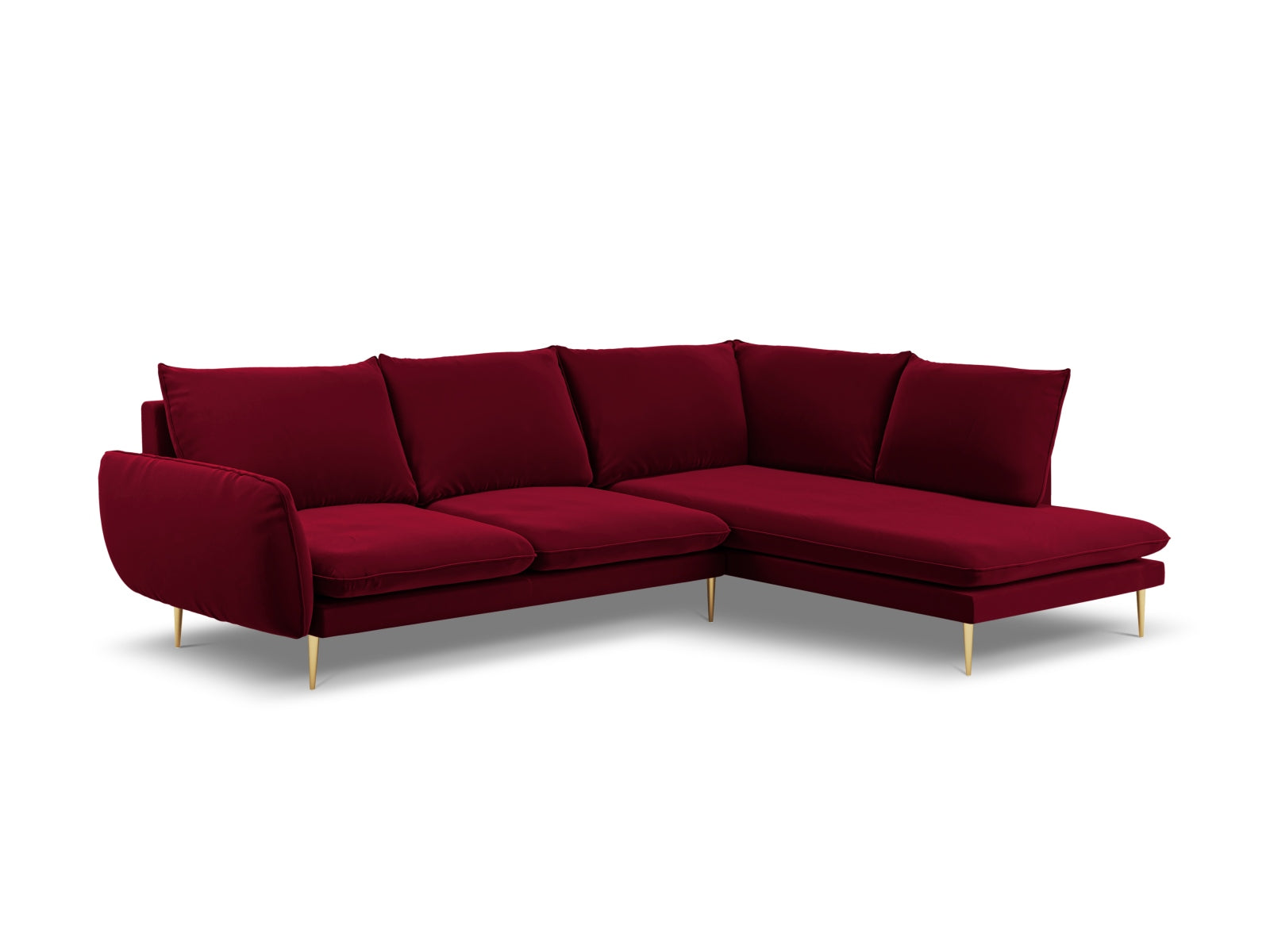 Vienna Velour Ecksofa rechts 6 Sitzer 185cm in Red/Gold präsentiert im Onlineshop von KAQTU Design AG. Ecksofa rechts ist von Cosmopolitan Design