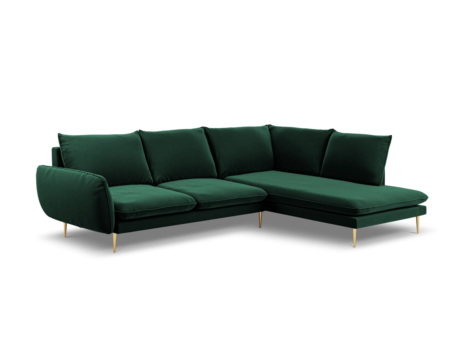 Vienna Velour Ecksofa rechts 6 Sitzer 185cm in Bottle Green/Gold präsentiert im Onlineshop von KAQTU Design AG. Ecksofa rechts ist von Cosmopolitan Design