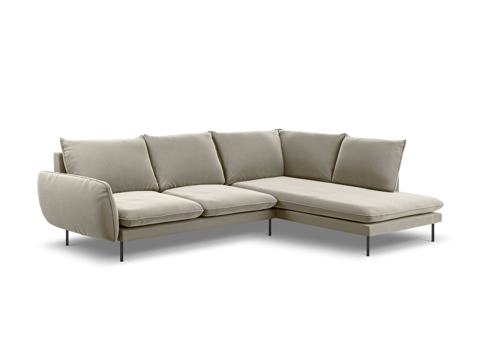 Vienna Velour Ecksofa rechts 6 Sitzer 185cm in Beige/Schwarz präsentiert im Onlineshop von KAQTU Design AG. Ecksofa rechts ist von Cosmopolitan Design