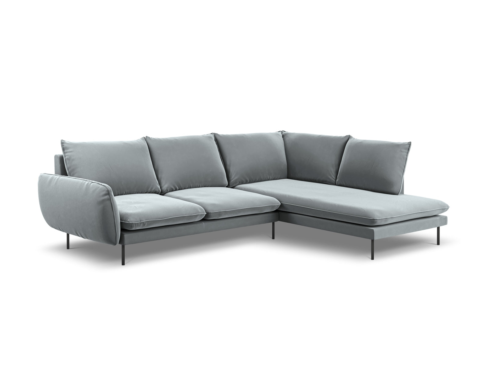 Vienna Velour Ecksofa rechts 6 Sitzer 185cm in Light Grey/Schwarz präsentiert im Onlineshop von KAQTU Design AG. Ecksofa rechts ist von Cosmopolitan Design