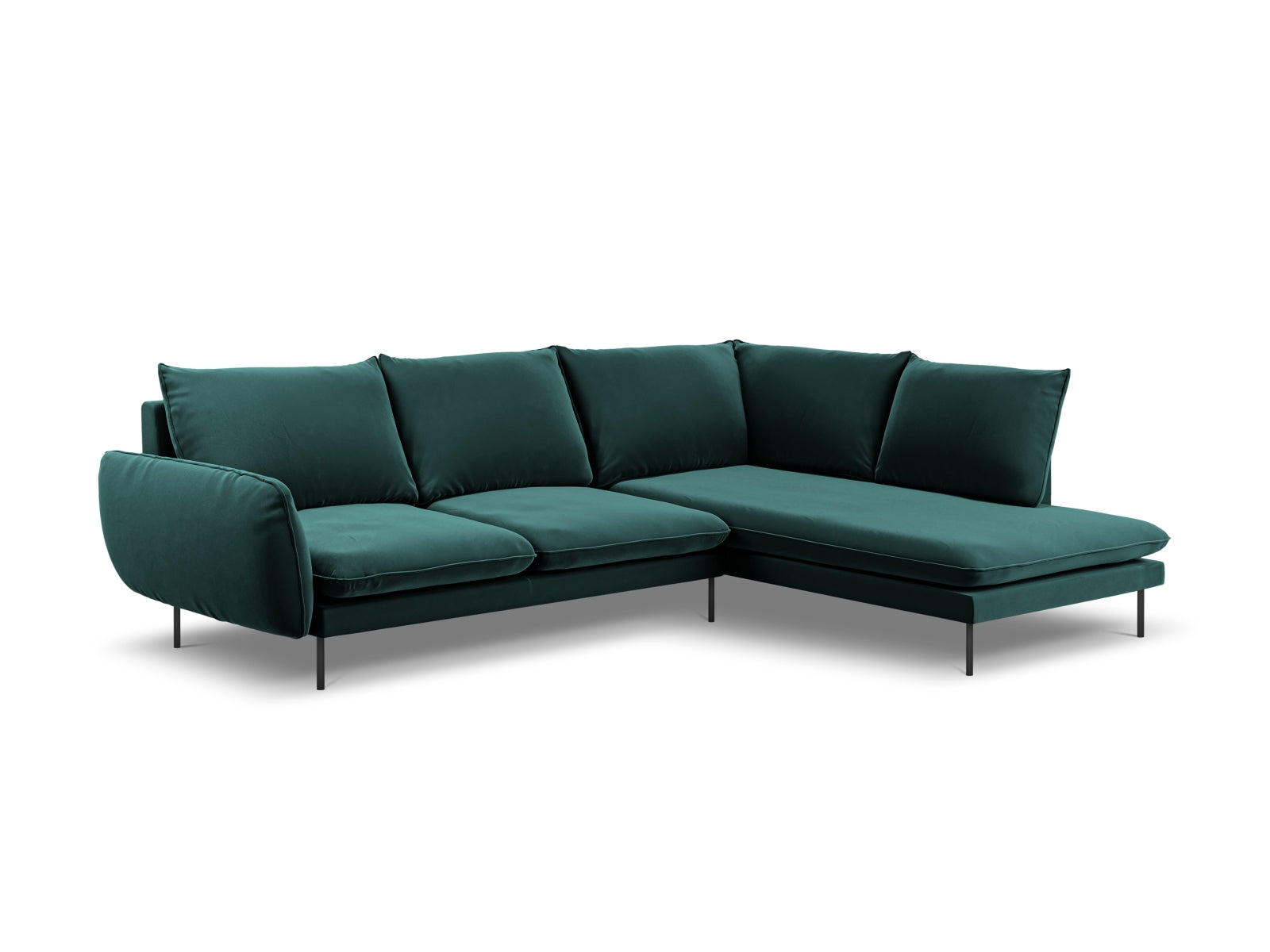 Vienna Velour Ecksofa rechts 6 Sitzer 185cm in Petrol/Schwarz präsentiert im Onlineshop von KAQTU Design AG. Ecksofa rechts ist von Cosmopolitan Design