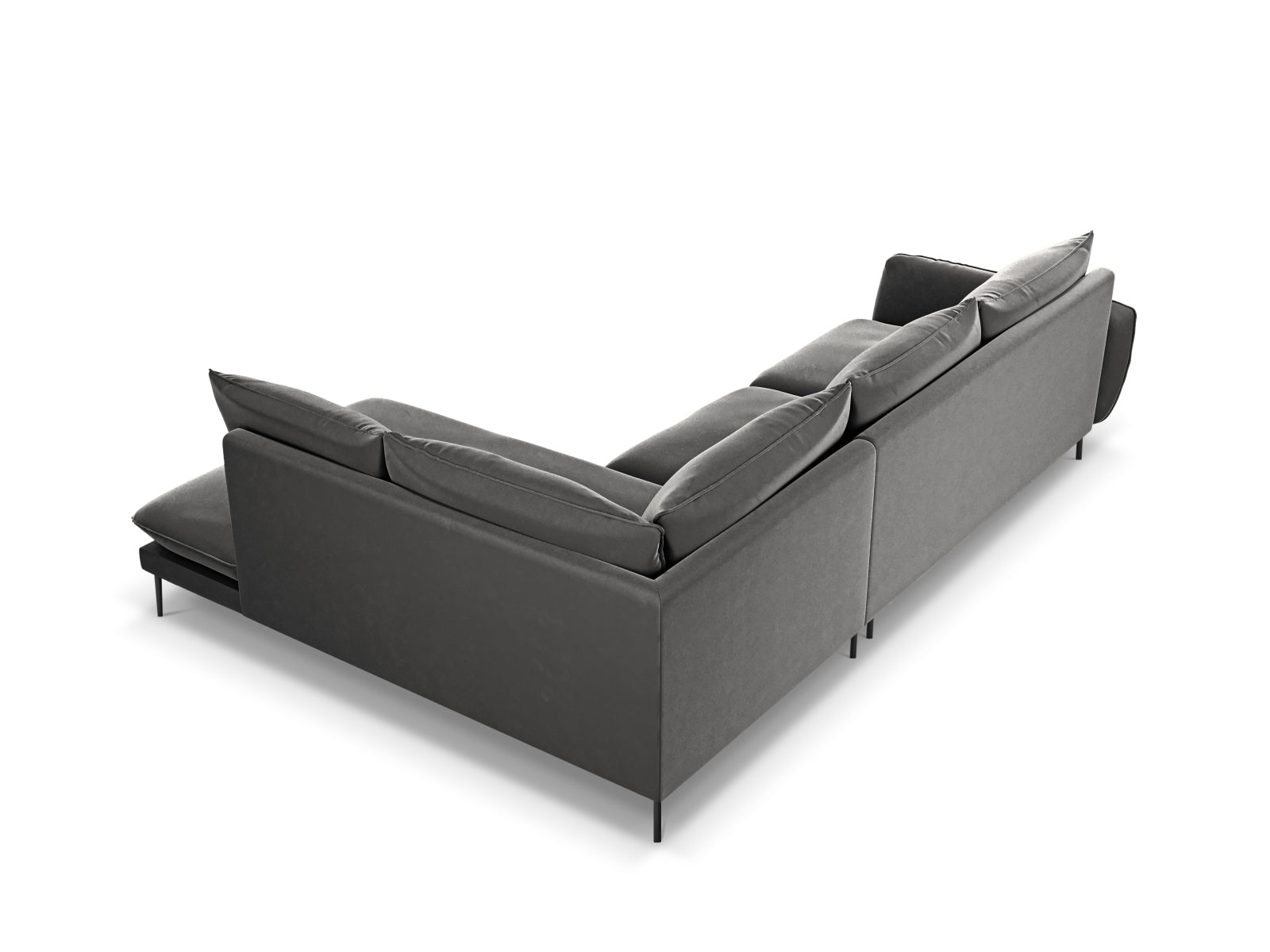 Erleben Sie das Vienna Velour Ecksofa von Cosmopolitan Design – ein komfortables 6-Sitzer Sofa mit edlem Velourbezug, perfekt für gesellige Abende.