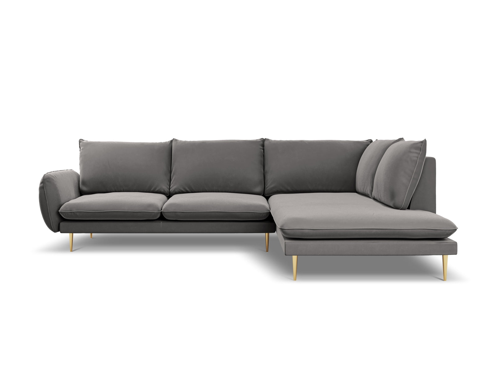 Erleben Sie das Vienna Velour Ecksofa rechts für 6 Personen – ein stilvolles Möbelstück, das Komfort und Eleganz in Ihr Zuhause bringt!