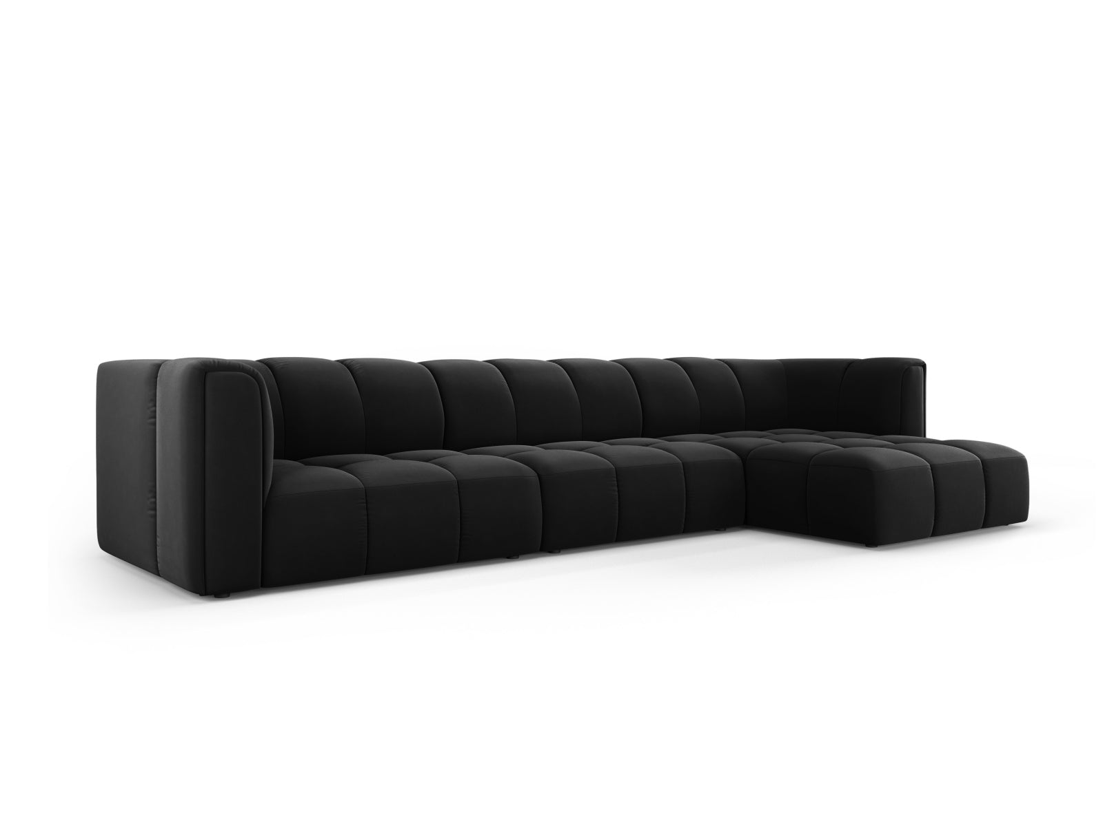 5-Sitzer Modular Ecksofa rechts Moritz in Black-Bluvel präsentiert im Onlineshop von KAQTU Design AG. Ecksofa rechts ist von Cosmopolitan Design