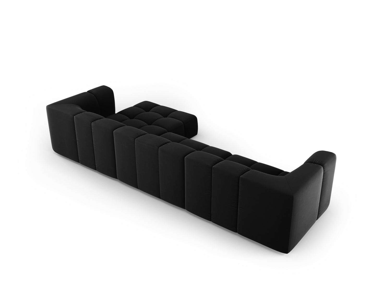 5-Sitzer Modular Ecksofa rechts Moritz in Black-Bluvel präsentiert im Onlineshop von KAQTU Design AG. Ecksofa rechts ist von Cosmopolitan Design