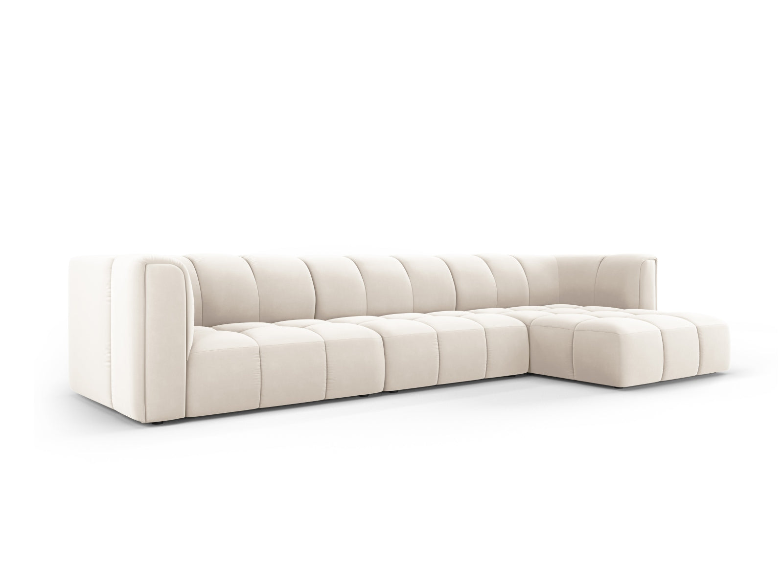 5-Sitzer Modular Ecksofa rechts Moritz in Light Beige-Bluvel präsentiert im Onlineshop von KAQTU Design AG. Ecksofa rechts ist von Cosmopolitan Design