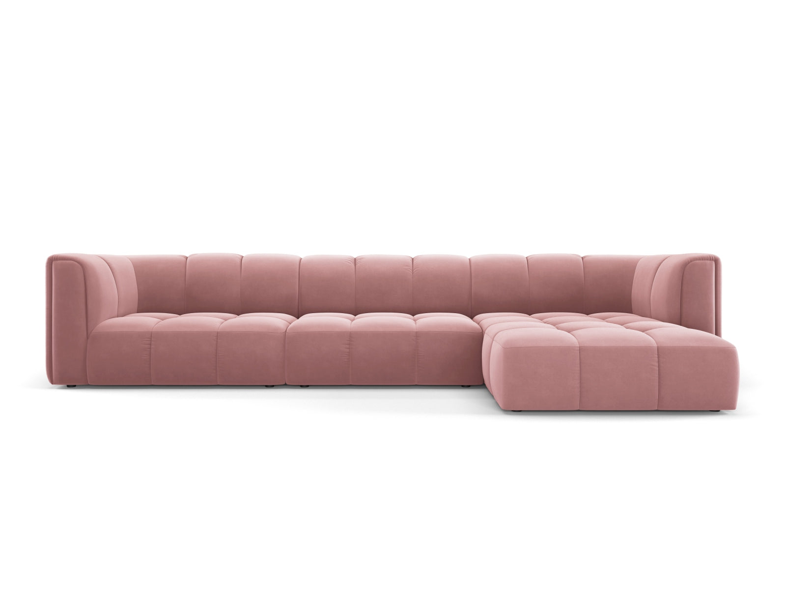 5-Sitzer Modular Ecksofa rechts Moritz in Pink-Bluvel präsentiert im Onlineshop von KAQTU Design AG. Ecksofa rechts ist von Cosmopolitan Design