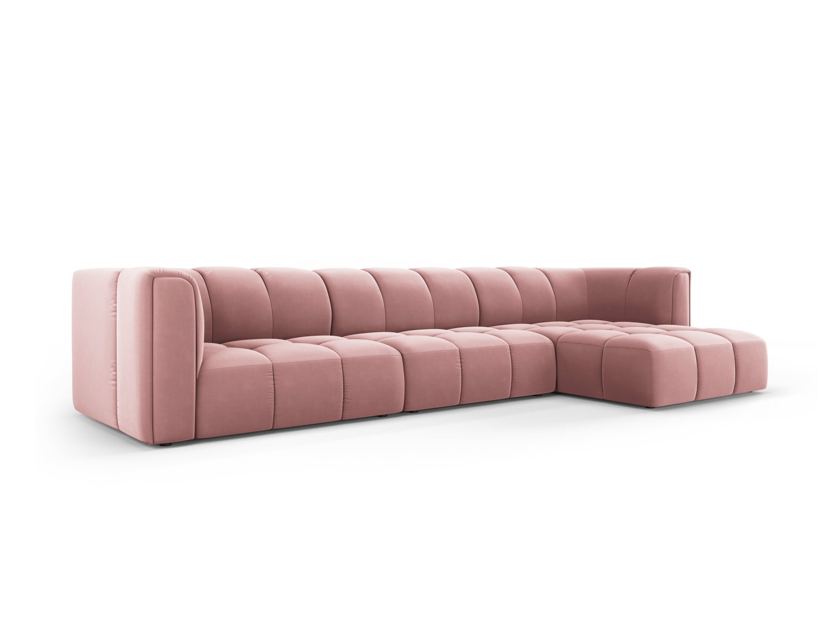5-Sitzer Modular Ecksofa rechts Moritz in Pink-Bluvel präsentiert im Onlineshop von KAQTU Design AG. Ecksofa rechts ist von Cosmopolitan Design