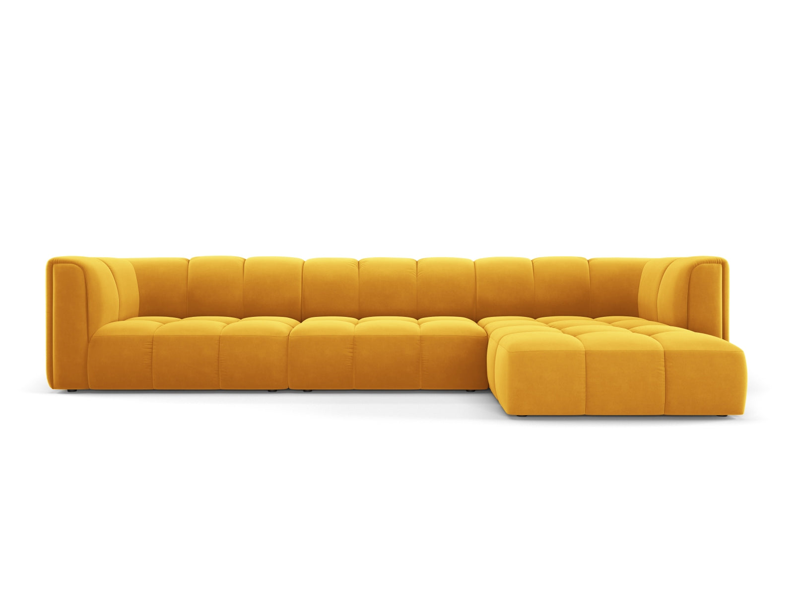 5-Sitzer Modular Ecksofa rechts Moritz in Yellow-Bluvel präsentiert im Onlineshop von KAQTU Design AG. Ecksofa rechts ist von Cosmopolitan Design