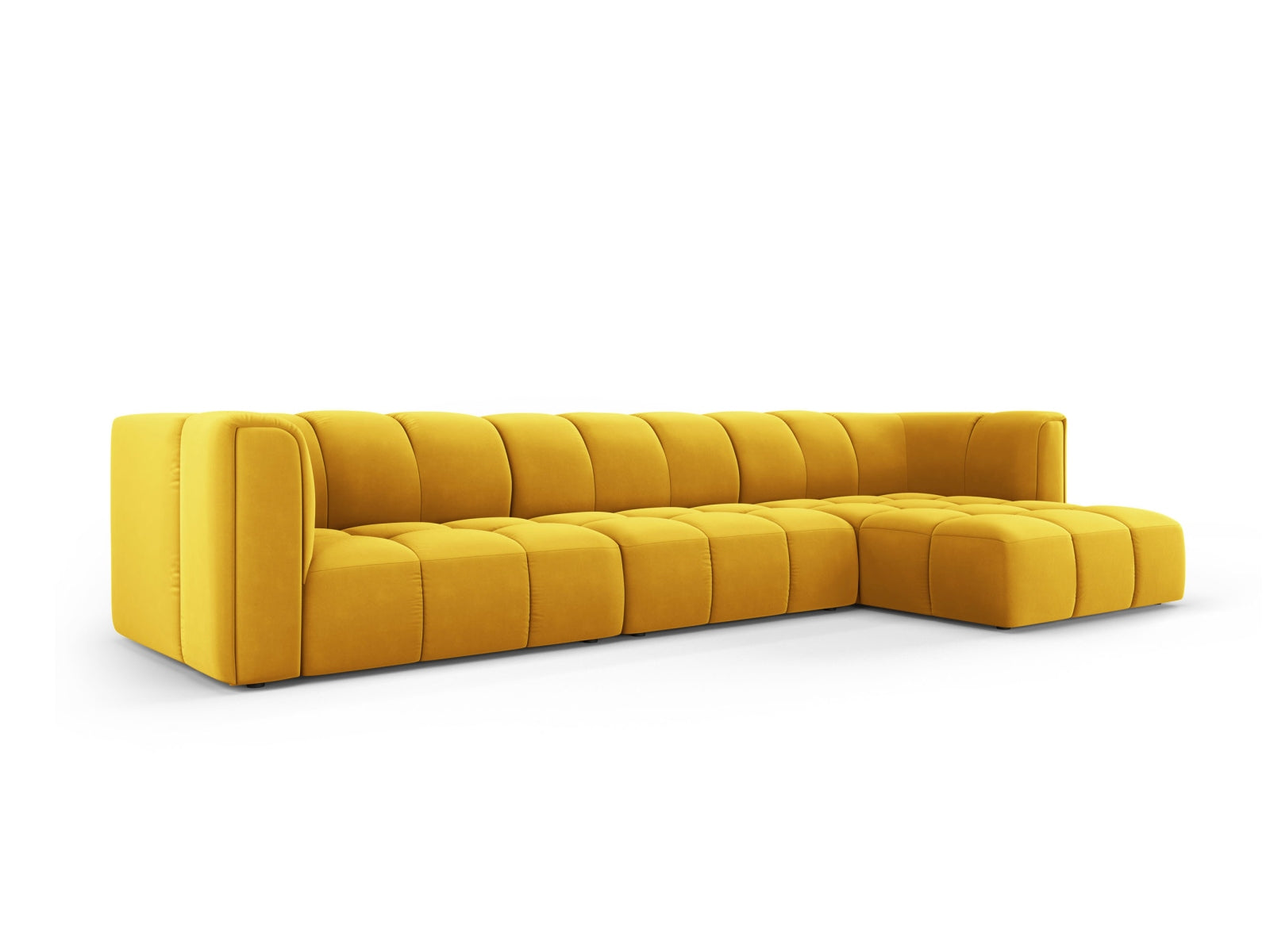 5-Sitzer Modular Ecksofa rechts Moritz in Yellow-Bluvel präsentiert im Onlineshop von KAQTU Design AG. Ecksofa rechts ist von Cosmopolitan Design