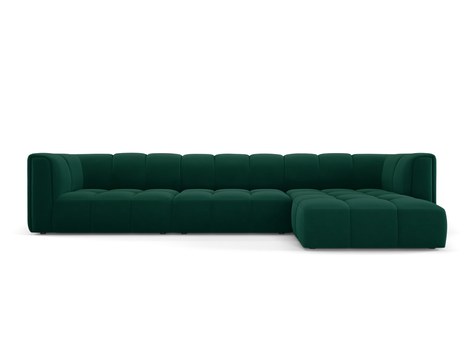 5-Sitzer Modular Ecksofa rechts Moritz in Bottle Green-Bluvel präsentiert im Onlineshop von KAQTU Design AG. Ecksofa rechts ist von Cosmopolitan Design