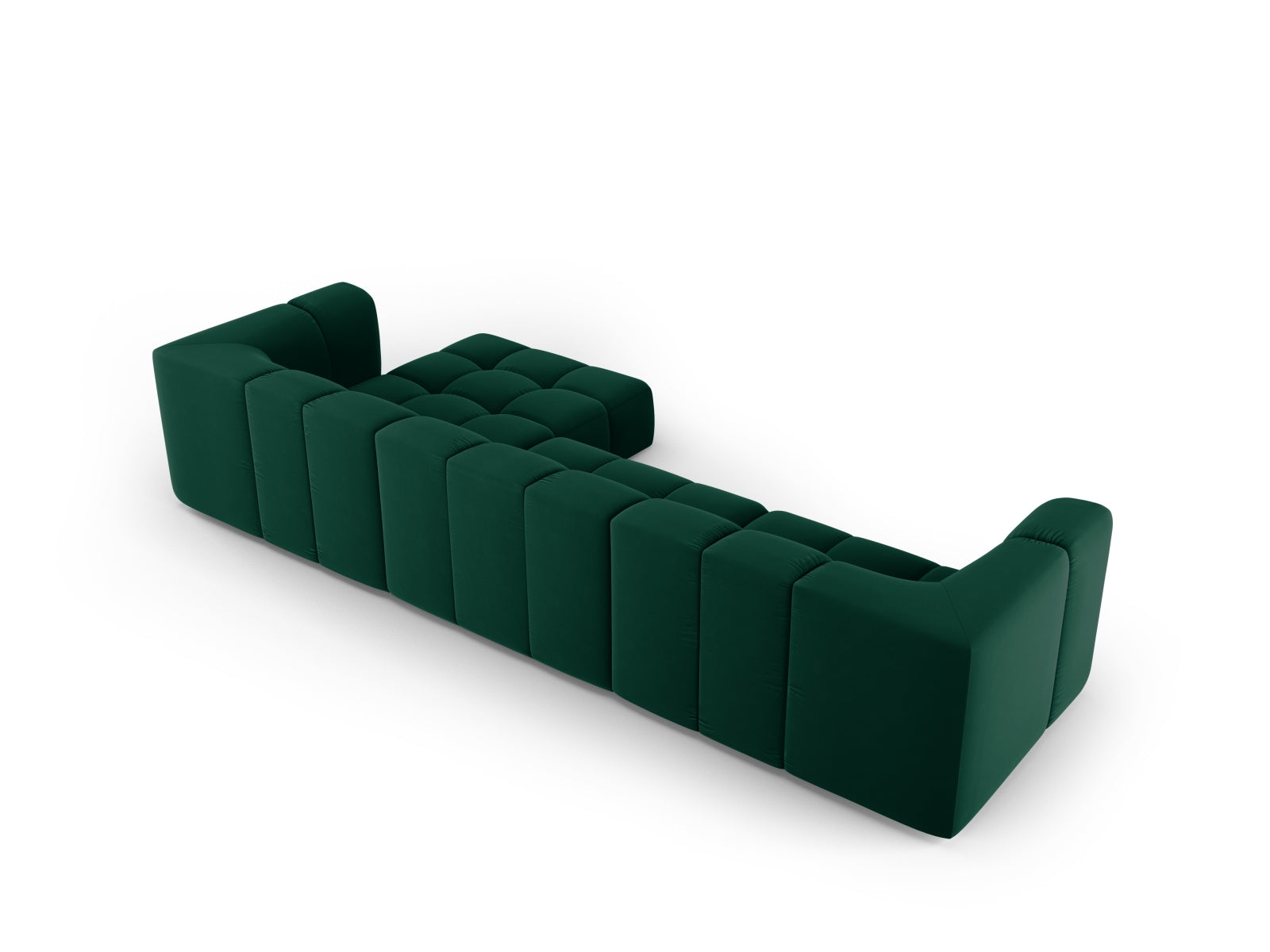 5-Sitzer Modular Ecksofa rechts Moritz in Bottle Green-Bluvel präsentiert im Onlineshop von KAQTU Design AG. Ecksofa rechts ist von Cosmopolitan Design