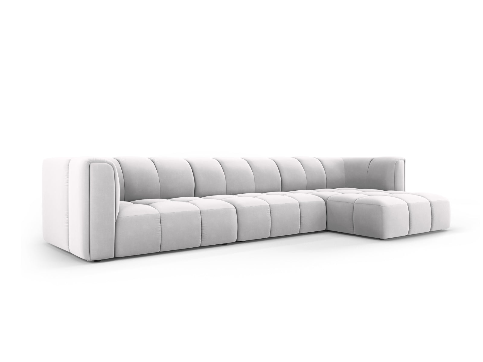 5-Sitzer Modular Ecksofa rechts Moritz in Silver-Bluvel präsentiert im Onlineshop von KAQTU Design AG. Ecksofa rechts ist von Cosmopolitan Design