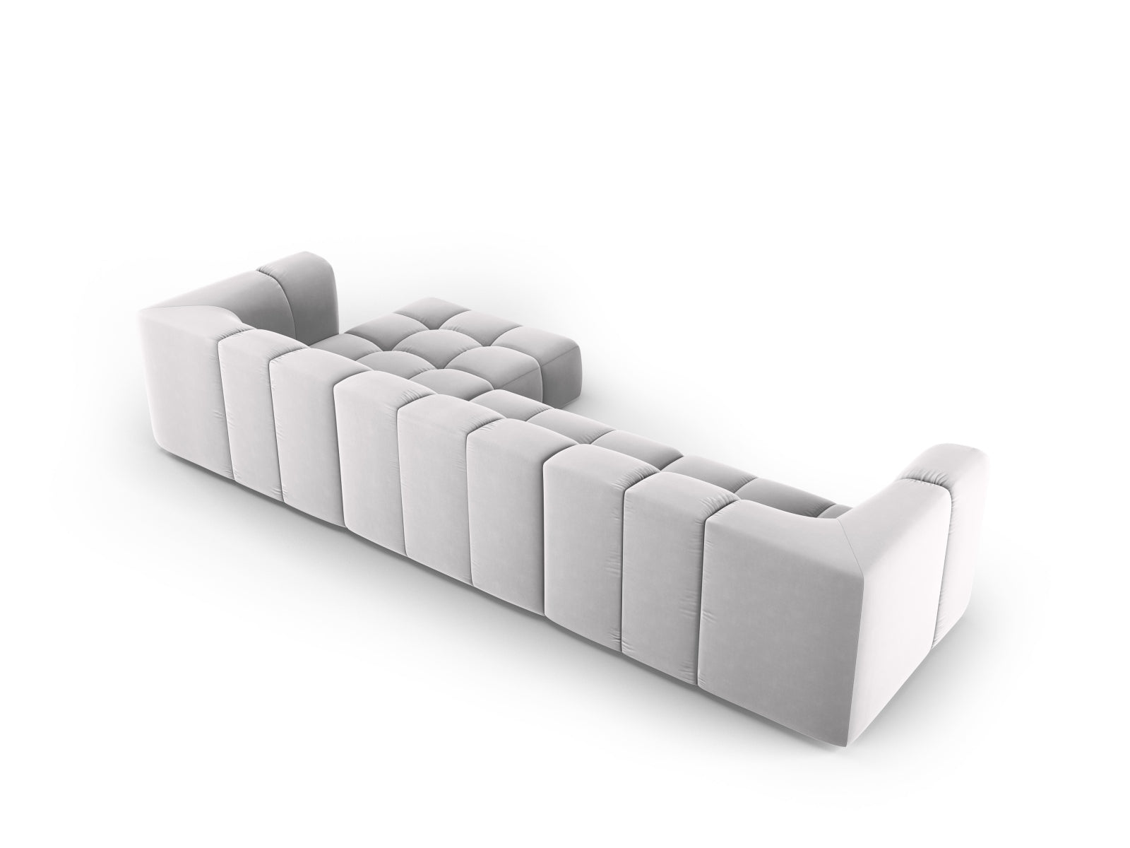 5-Sitzer Modular Ecksofa rechts Moritz in Silver-Bluvel präsentiert im Onlineshop von KAQTU Design AG. Ecksofa rechts ist von Cosmopolitan Design