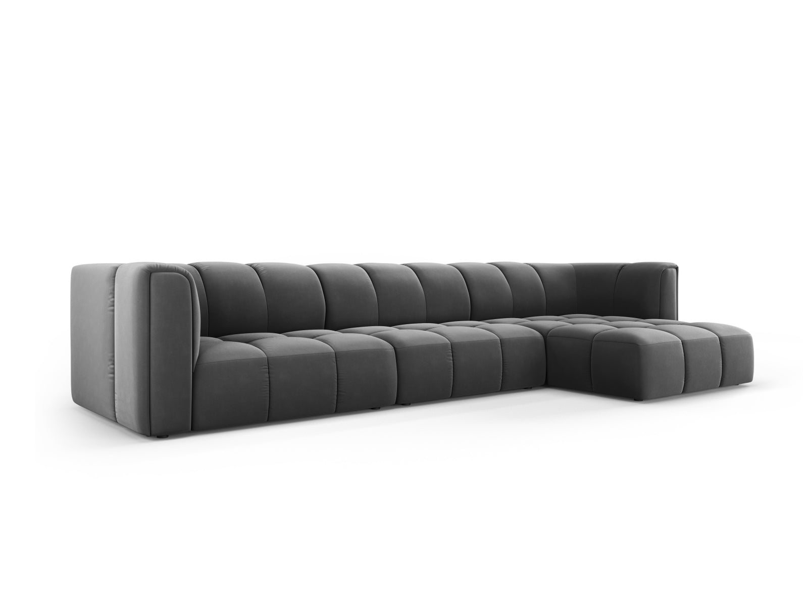 5-Sitzer Modular Ecksofa rechts Moritz in Grey-Bluvel präsentiert im Onlineshop von KAQTU Design AG. Ecksofa rechts ist von Cosmopolitan Design