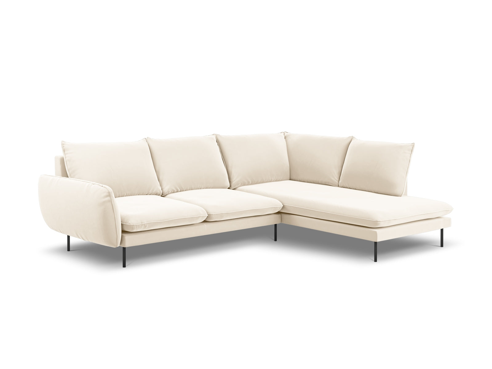 Vienna Velour Ecksofa rechts 6 Sitzer 185cm in Light Beige/Schwarz präsentiert im Onlineshop von KAQTU Design AG. Ecksofa rechts ist von Cosmopolitan Design