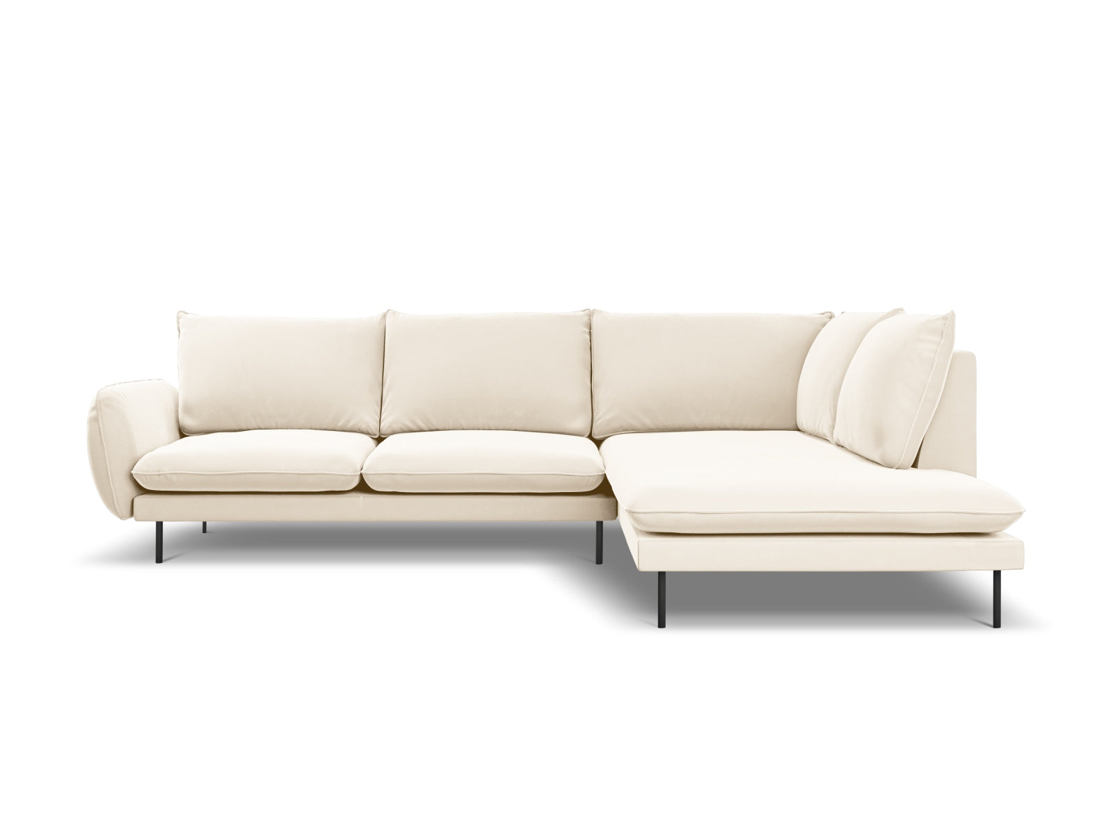 Erleben Sie das Vienna Velour Ecksofa von Cosmopolitan Design – ein komfortables 6-Sitzer Sofa mit edlem Velourbezug, perfekt für gesellige Abende.