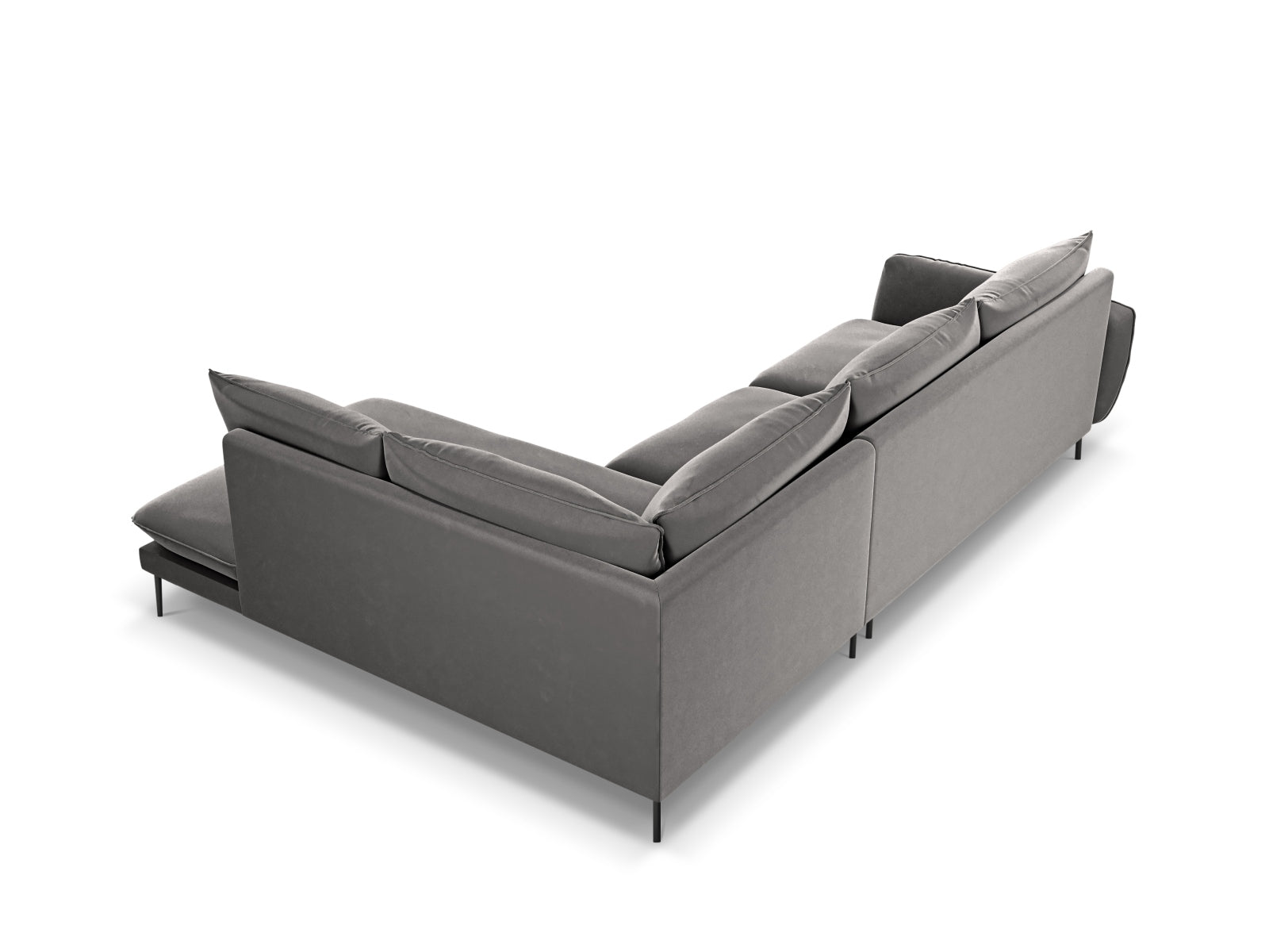 Entdecken Sie das elegante Vienna Velour Ecksofa rechts für 6 Personen – der perfekte Ort für gesellige Abende und entspannte Stunden in Ihrem Wohnzimmer!