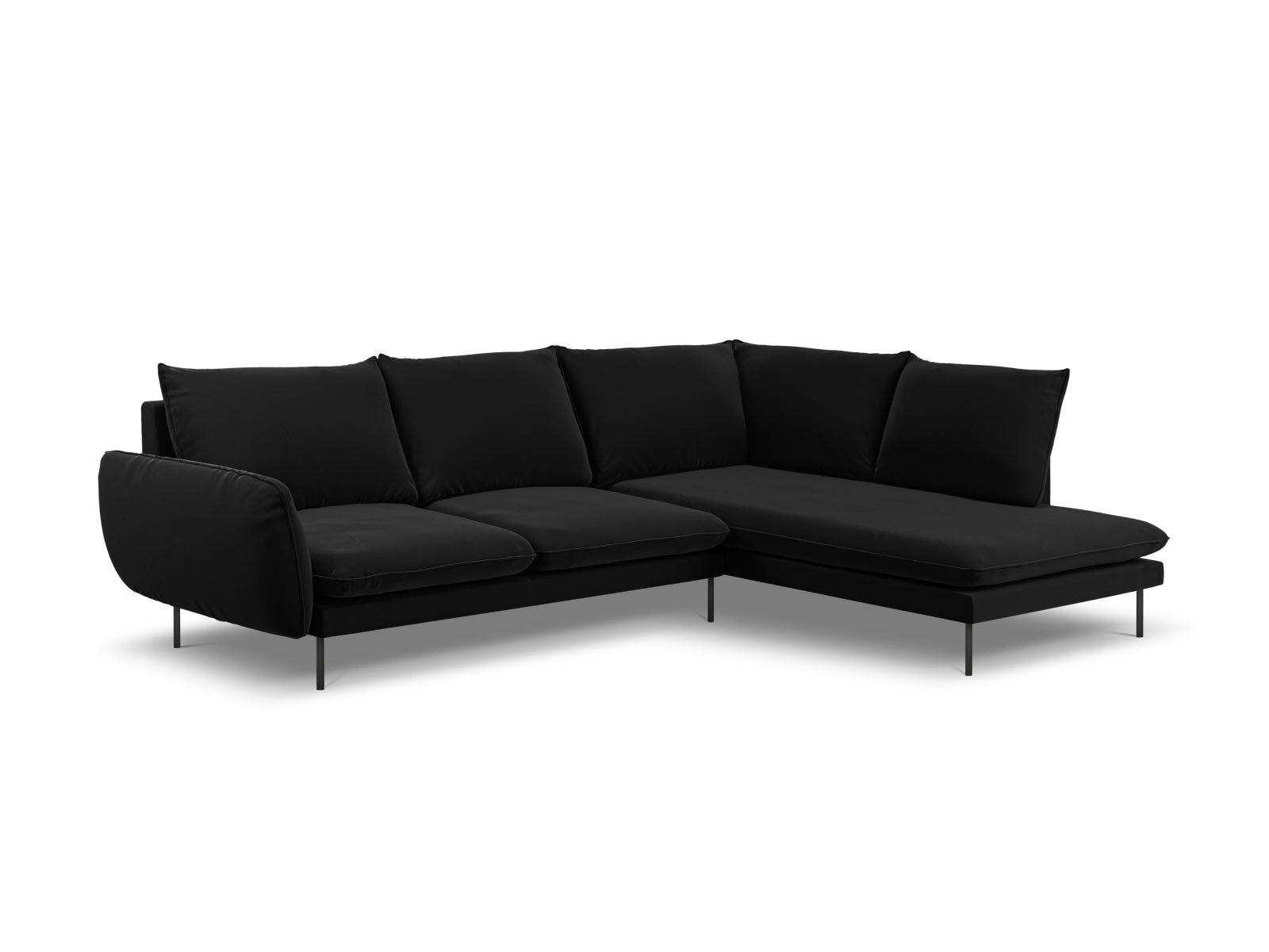 Vienna Velour Ecksofa rechts 6 Sitzer 185cm in Black/Schwarz präsentiert im Onlineshop von KAQTU Design AG. Ecksofa rechts ist von Cosmopolitan Design