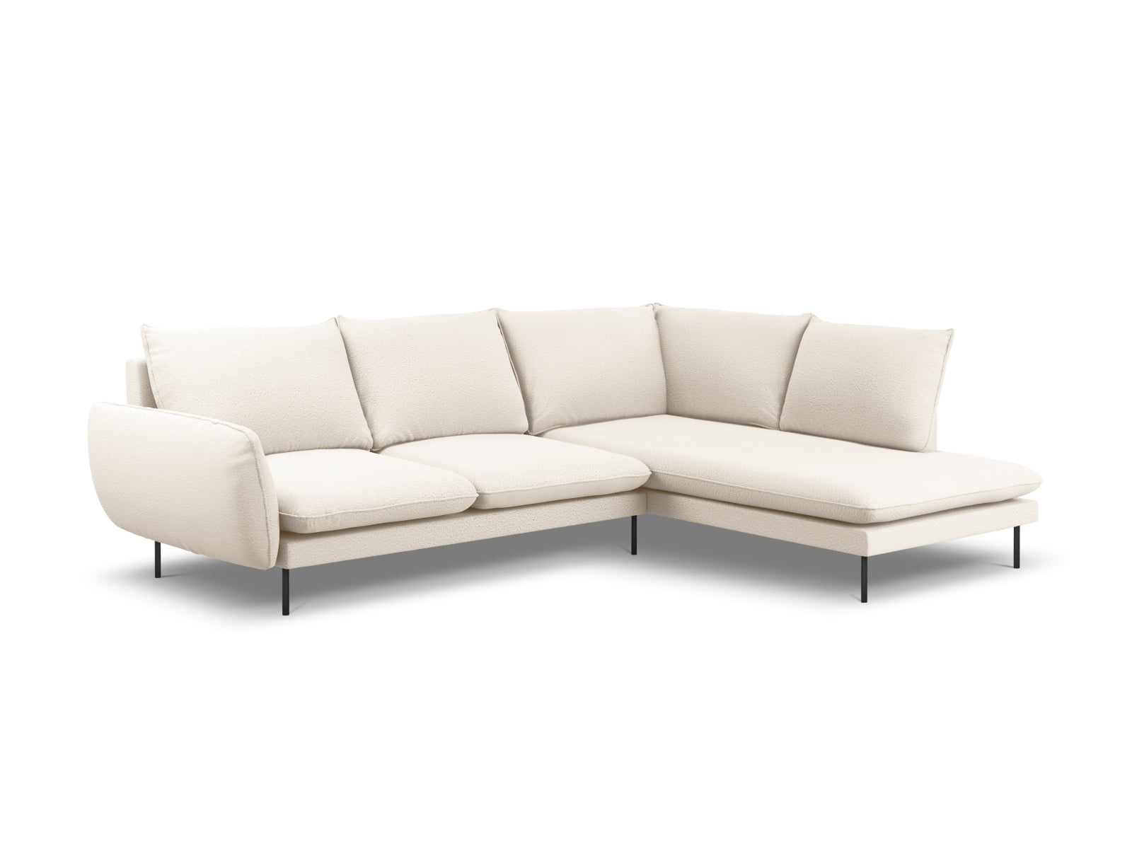 Vienna Boucle Ecksofa rechts 6 Sitzer 185cm in Beige/Schwarz präsentiert im Onlineshop von KAQTU Design AG. Ecksofa rechts ist von Cosmopolitan Design