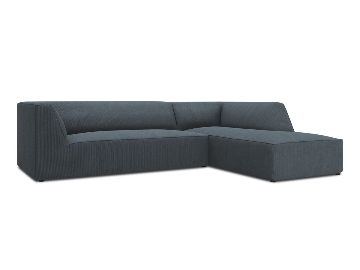 Modulares Ecksofa Siena in Light Grey-Ottawa mit Récamiere, Massivholzrahmen und schwarzen Kunststoffbeinen, 4-Sitzer, Breite 273 cm.