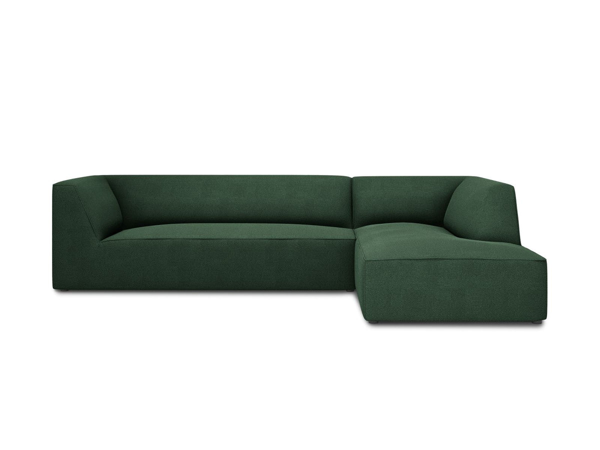 Modulares Ecksofa Siena in Light Grey-Ottawa mit Récamiere, Massivholzrahmen und schwarzen Kunststoffbeinen, 4-Sitzer, Breite 273 cm.