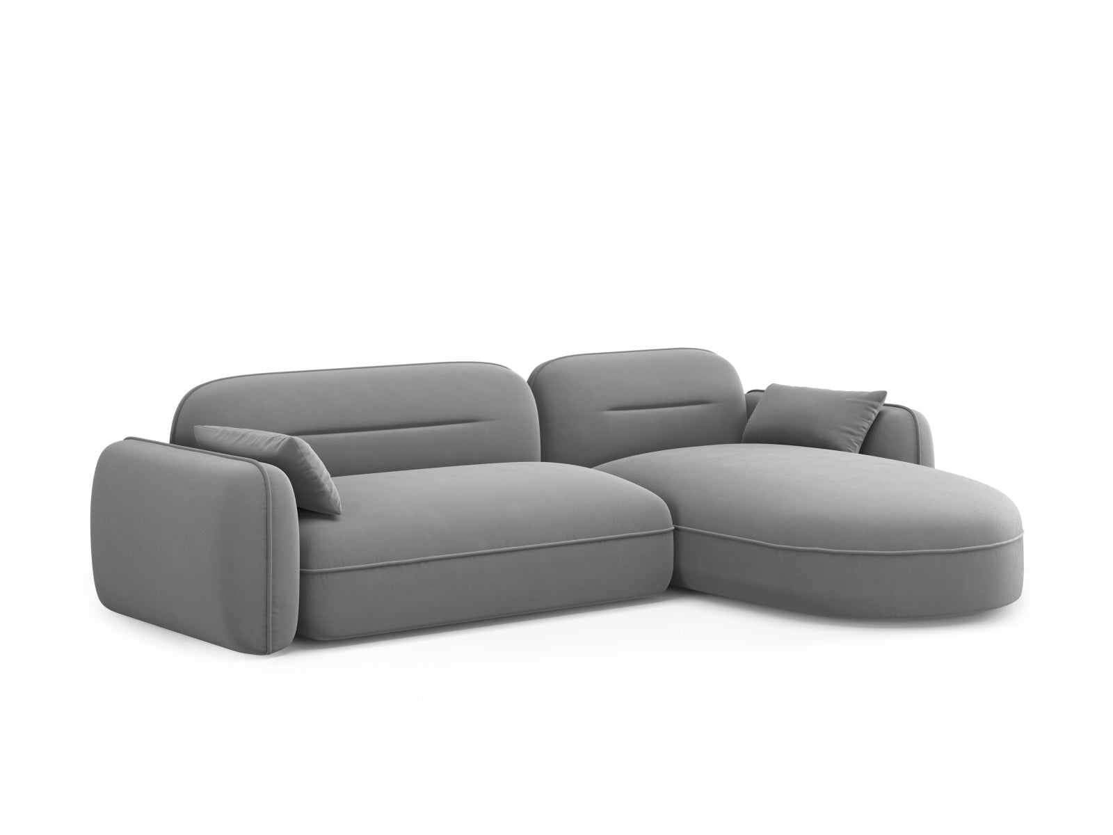 Sydney Velour Modular Ecksofa rechts 4 Sitzer in Light Grey präsentiert im Onlineshop von KAQTU Design AG. Ecksofa rechts ist von Cosmopolitan Design
