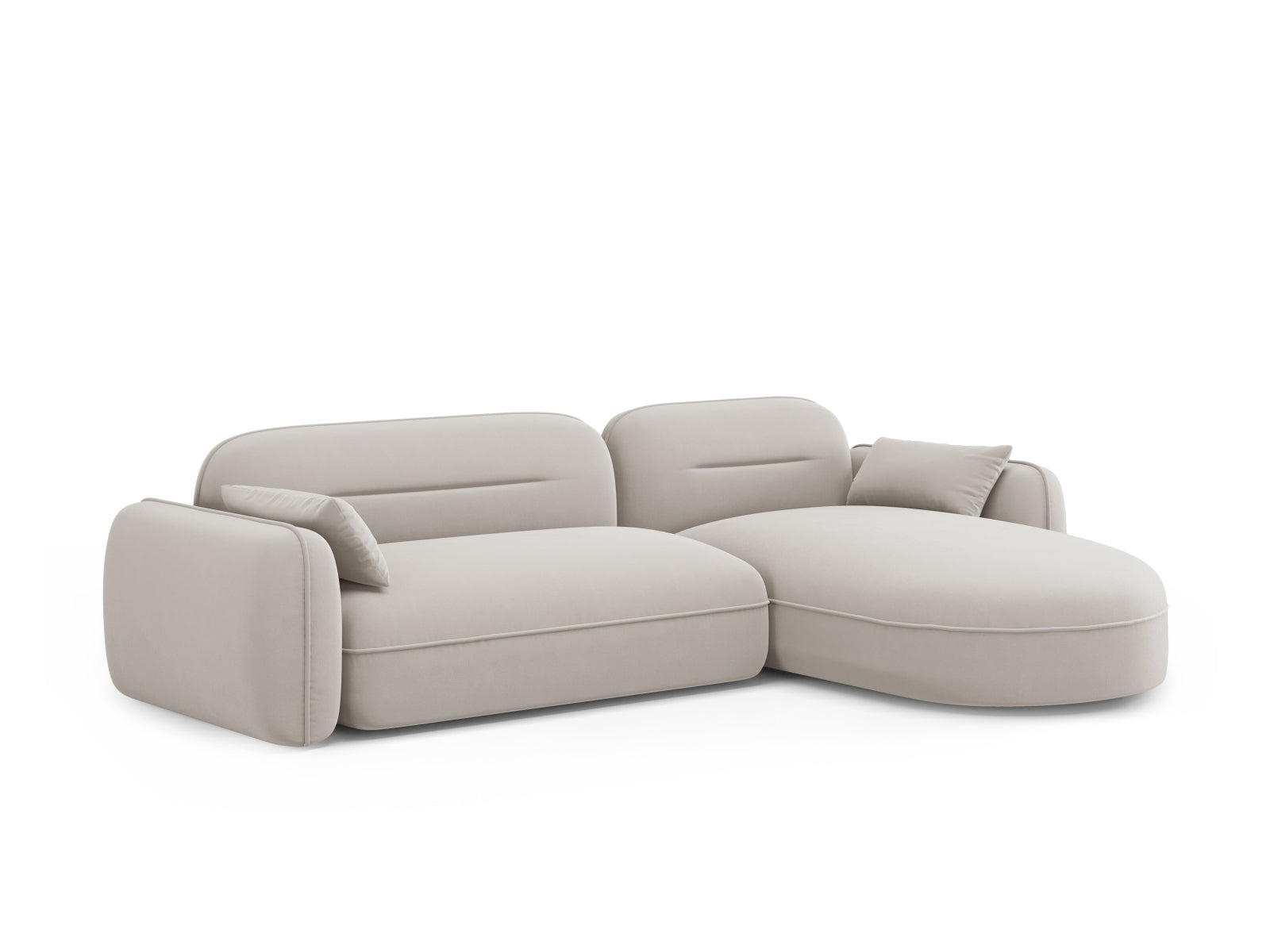 Sydney Velour Modular Ecksofa rechts 4 Sitzer in Light Beige präsentiert im Onlineshop von KAQTU Design AG. Ecksofa rechts ist von Cosmopolitan Design