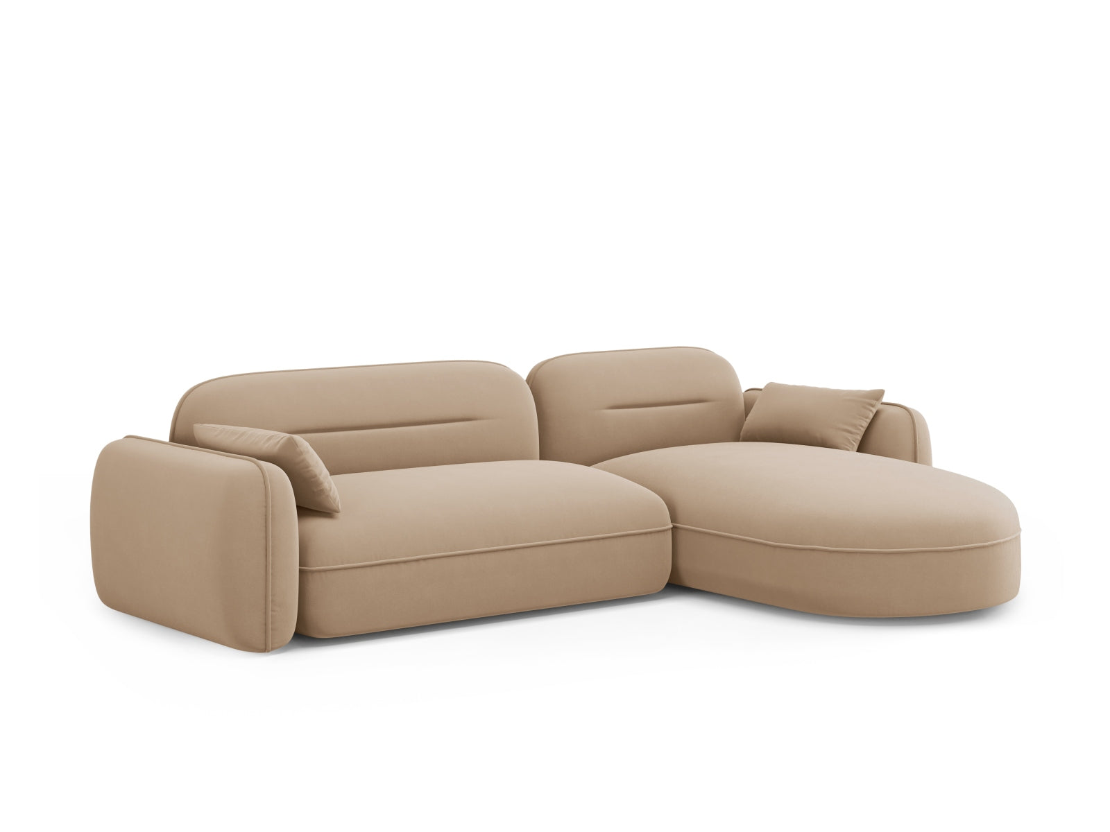 Sydney Velour Modular Ecksofa rechts 4 Sitzer in Sand präsentiert im Onlineshop von KAQTU Design AG. Ecksofa rechts ist von Cosmopolitan Design