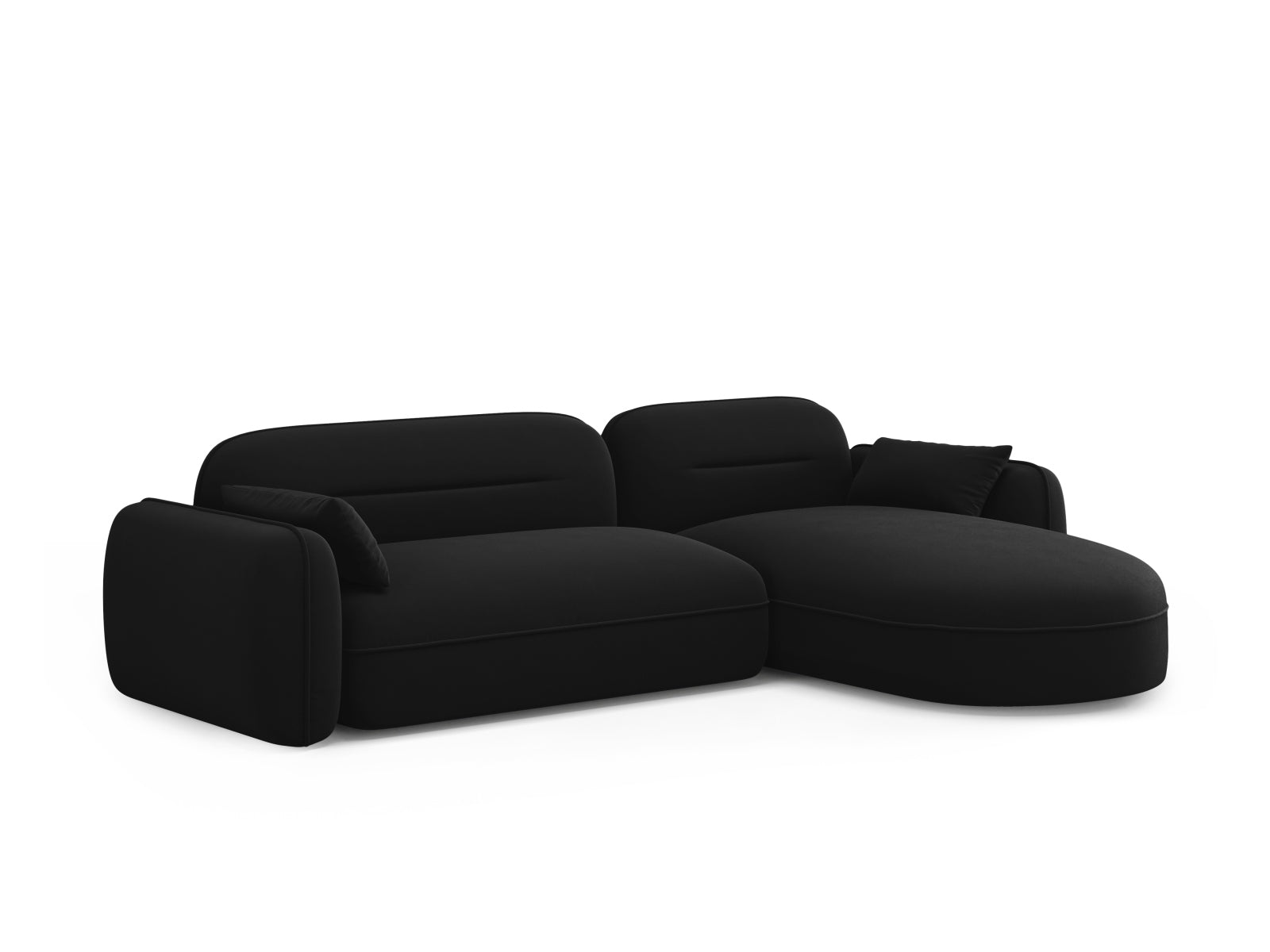 Sydney Velour Modular Ecksofa rechts 4 Sitzer in Black präsentiert im Onlineshop von KAQTU Design AG. Ecksofa rechts ist von Cosmopolitan Design