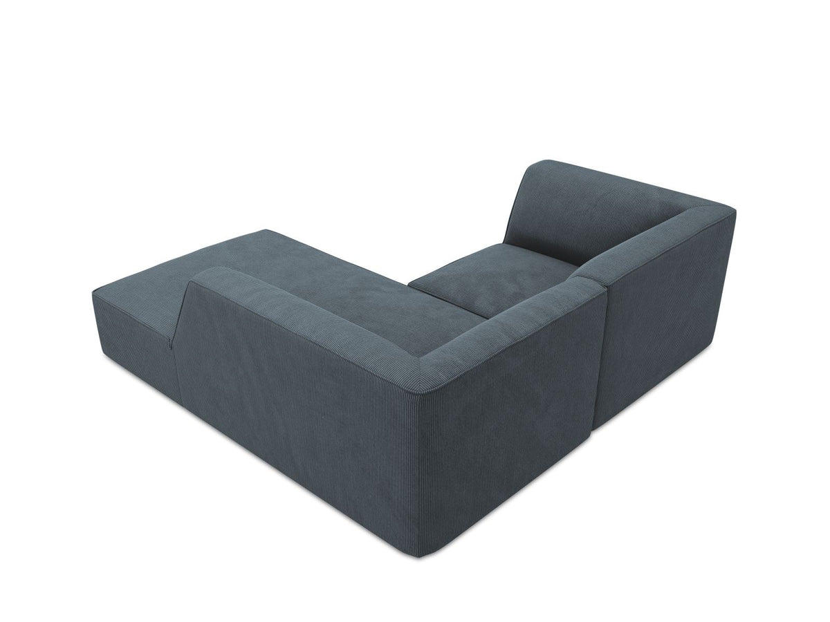 Modulares Ecksofa Siena rechts, 3-Sitzer in Light Beige-Scala Cordstoff, Massivholzrahmen, schwarze Kunststoffbeine, Sitzhöhe 40 cm.