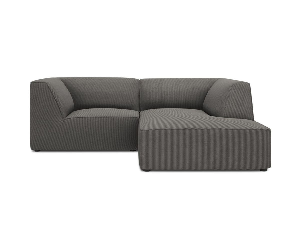 Modulares Ecksofa Siena rechts, 3-Sitzer in Light Beige-Scala Cordstoff, Massivholzrahmen, schwarze Kunststoffbeine, Sitzhöhe 40 cm.