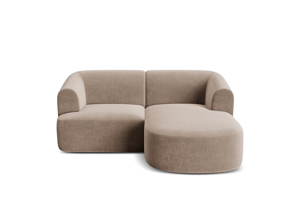 Ecksofa rechts Campi von Cosmopolitan Design mit Velvet-Bezug, Récamiere und schwarzen Beinen