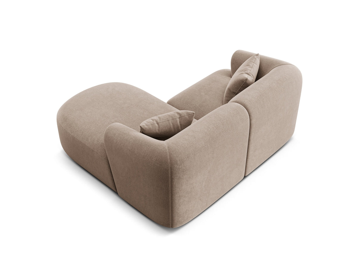 Ecksofa rechts Campi von Cosmopolitan Design mit Velvet-Bezug, Récamiere und schwarzen Beinen
