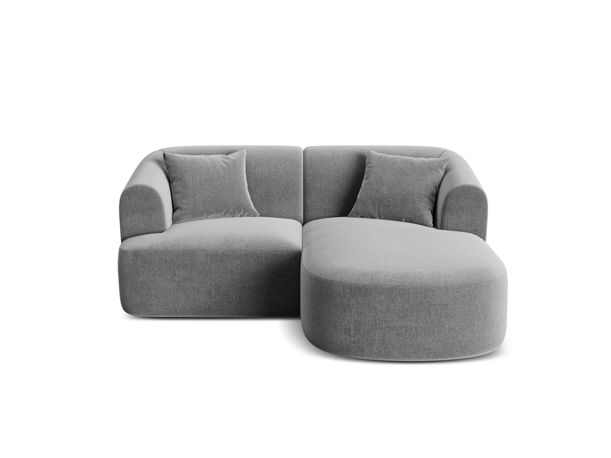 Ecksofa rechts Campi von Cosmopolitan Design mit Velvet-Bezug, Récamiere und schwarzen Beinen
