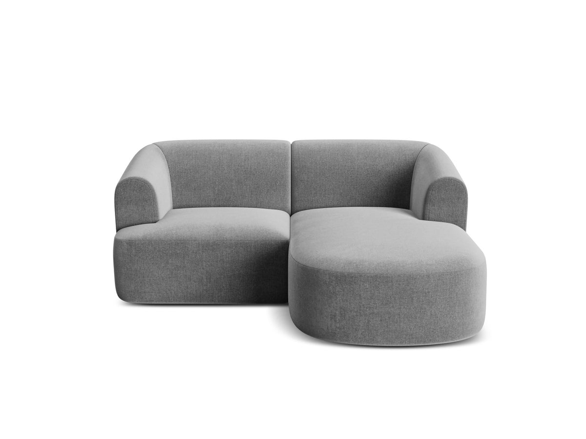 Ecksofa rechts Campi von Cosmopolitan Design mit Velvet-Bezug, Récamiere und schwarzen Beinen