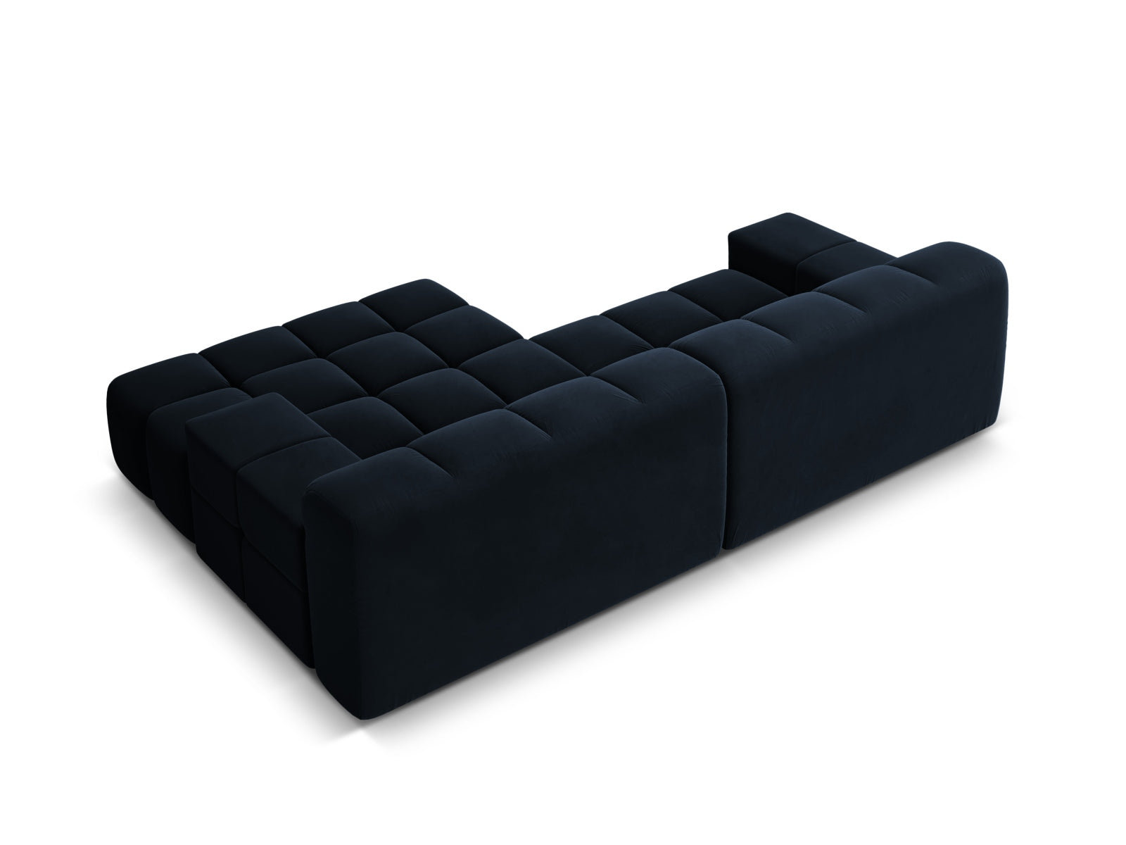Elegantes 2-Sitzer Ecksofa rechts Hawaii in luxuriösem Navy Blue-Magic Velvet, ideal für stilvolle Wohnräume von Cosmopolitan Design.