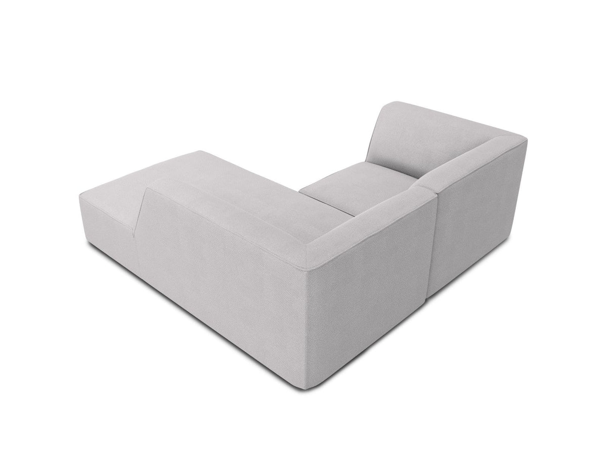 Modulares Ecksofa Siena rechts, 3-Sitzer in Light Beige-Scala Cordstoff, Massivholzrahmen, schwarze Kunststoffbeine, Sitzhöhe 40 cm.