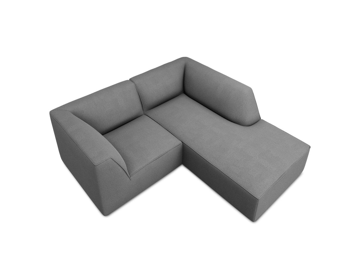 Modulares Ecksofa Siena rechts, 3-Sitzer in Light Beige-Scala Cordstoff, Massivholzrahmen, schwarze Kunststoffbeine, Sitzhöhe 40 cm.