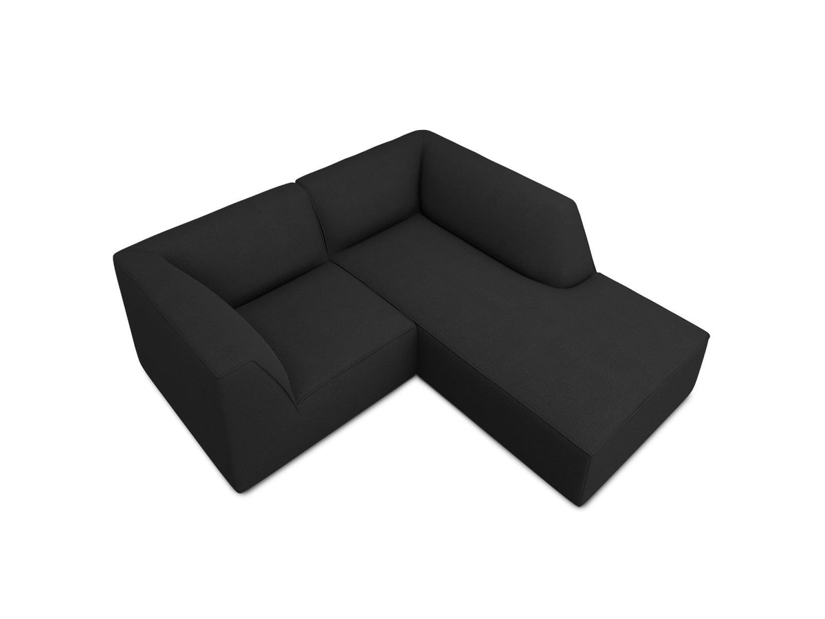Modulares Ecksofa Siena rechts, 3-Sitzer in Light Beige-Scala Cordstoff, Massivholzrahmen, schwarze Kunststoffbeine, Sitzhöhe 40 cm.