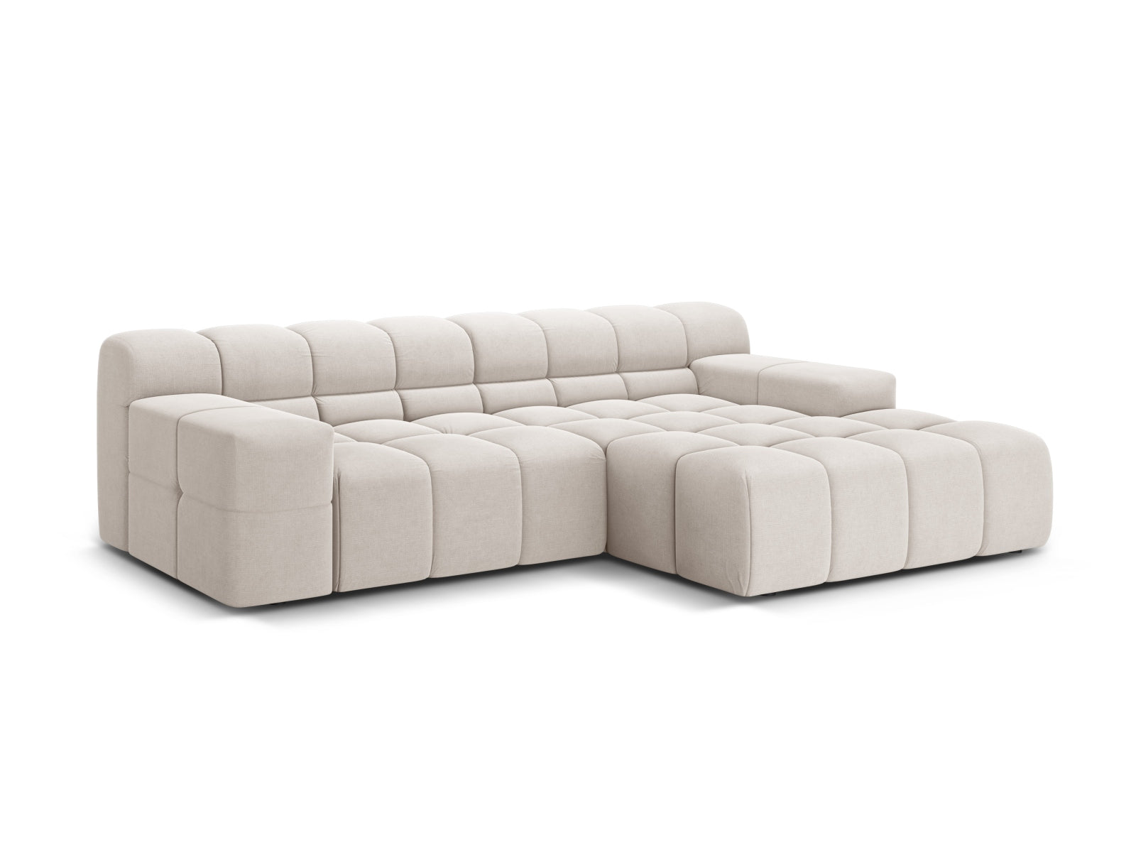 Stylisches 2-Sitzer Ecksofa rechts Hawaii in sanftem Beige, ideal für moderne Wohnräume, präsentiert von Cosmopolitan Design.