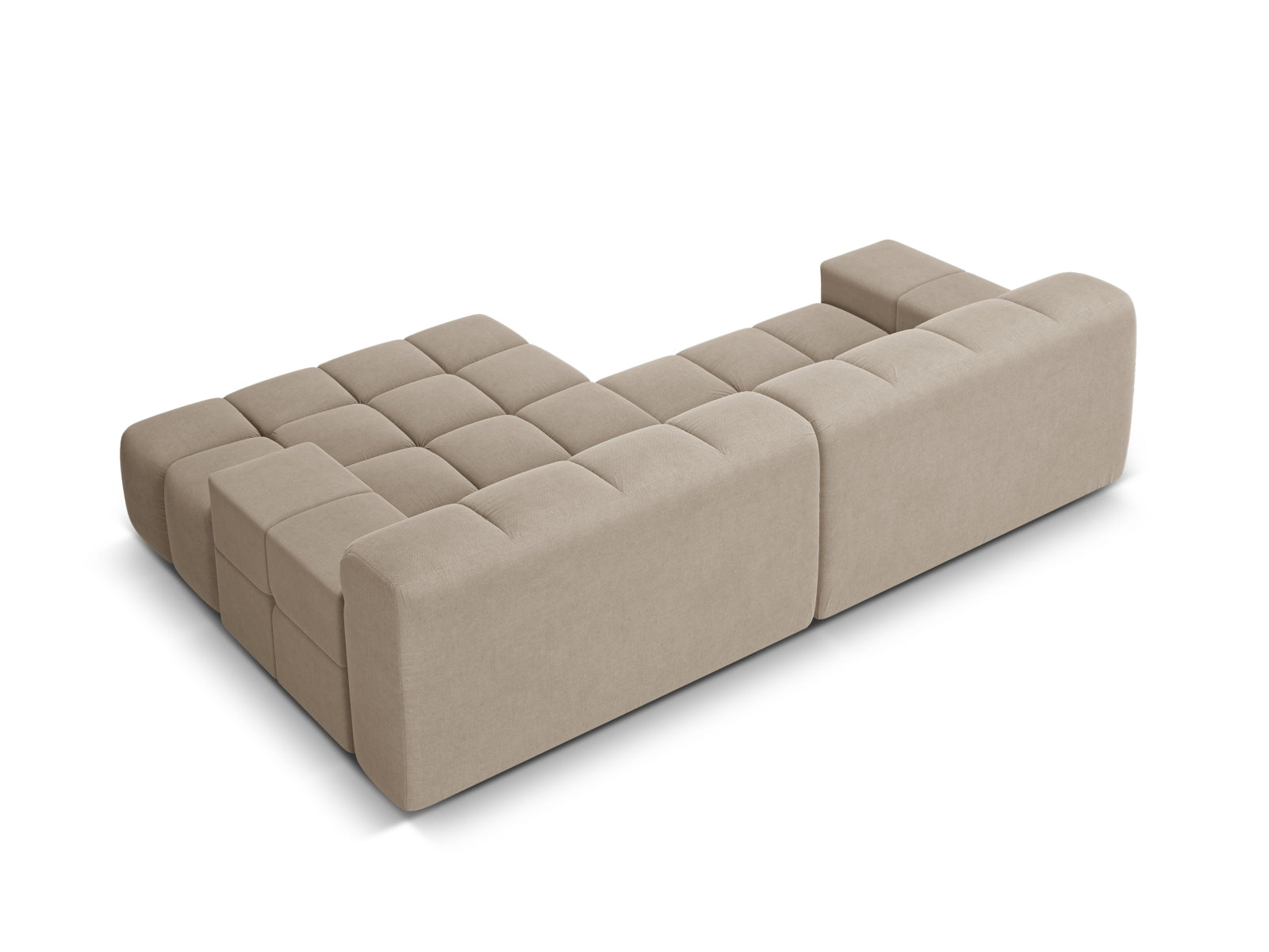Modernes 2-Sitzer Ecksofa rechts Hawaii in sanftem Cappuccino-Moly, ideal für gemütliche Abende und stilvolle Einrichtung.