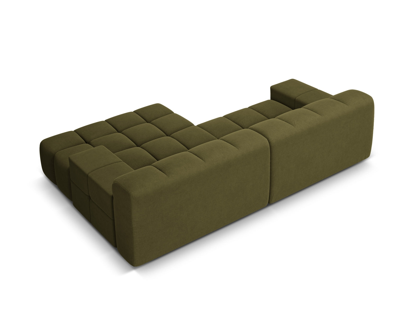 Modernes 2-Sitzer Ecksofa rechts Hawaii in frischem Grünton, ideal für gemütliche Wohnräume, von Cosmopolitan Design.