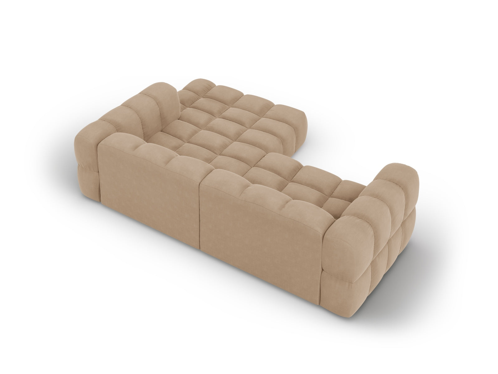 Elegantes modulares Ecksofa Sky Velour in Sand-Casino, 3-Sitzer, 162cm, ideal für stilvolle Wohnräume, erhältlich bei Cosmopolitan Design.