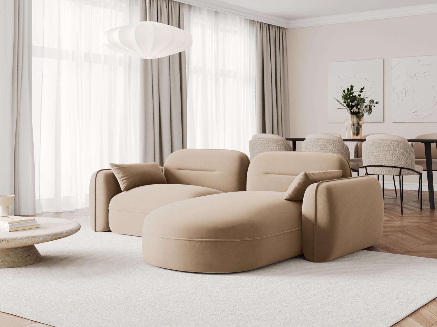 Sydney Velour Modular Ecksofa rechts 3 Sitzer in Sand präsentiert im Onlineshop von KAQTU Design AG. Ecksofa rechts ist von Cosmopolitan Design