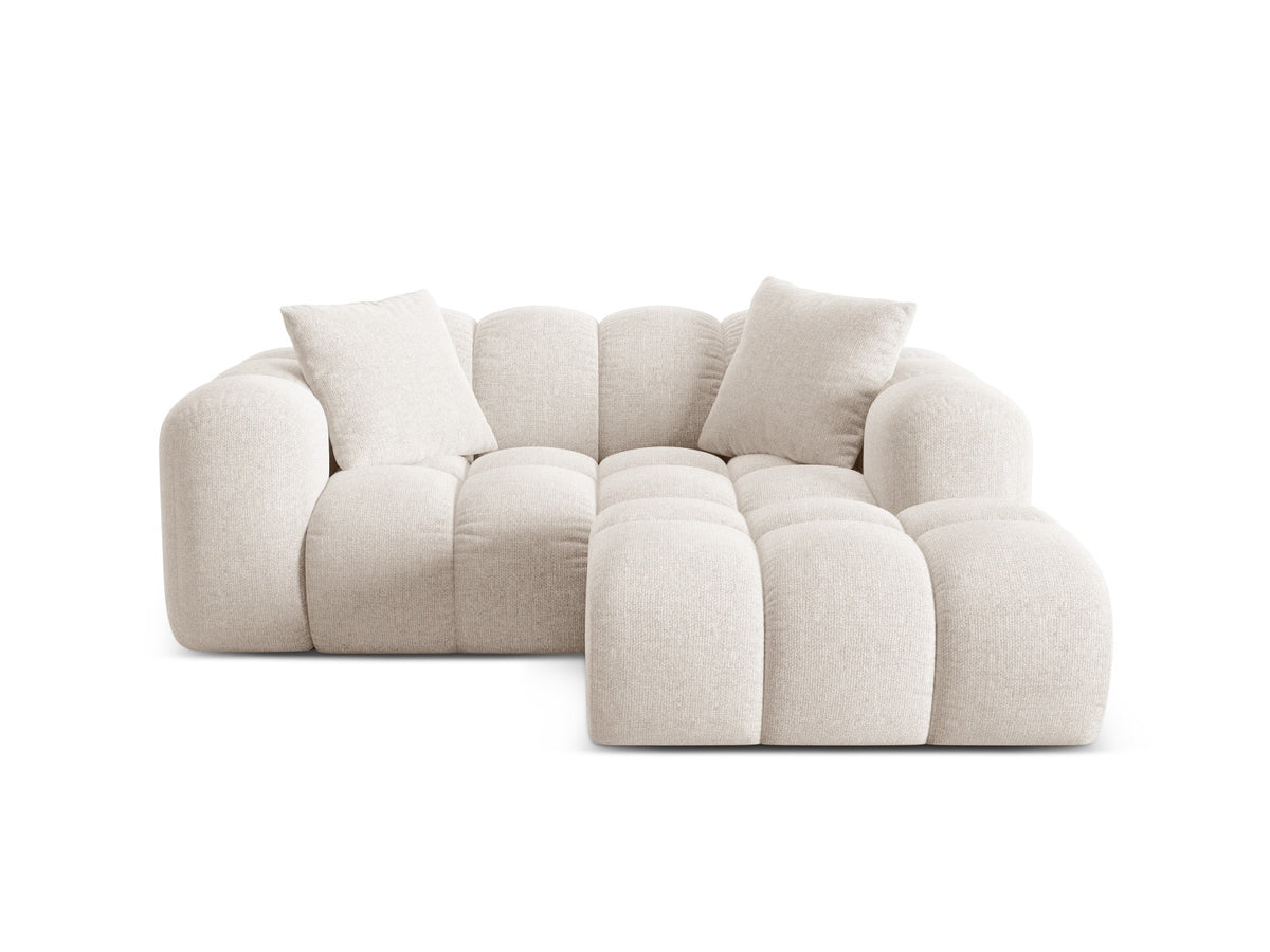 2-Sitzer Ecksofa rechts Treno mit Récamiere, Stoffbezug und schwarzen Beinen