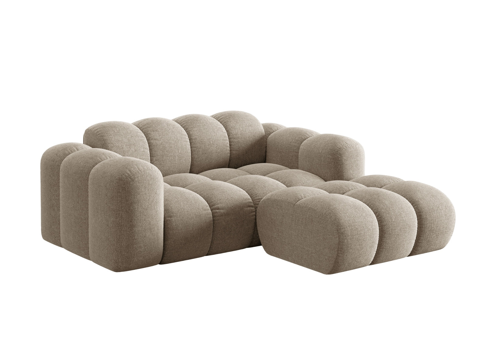 Elegantes 2-Sitzer Ecksofa Treno in stilvollem Dark Beige, ideal für moderne Wohnräume, präsentiert von Cosmopolitan Design.