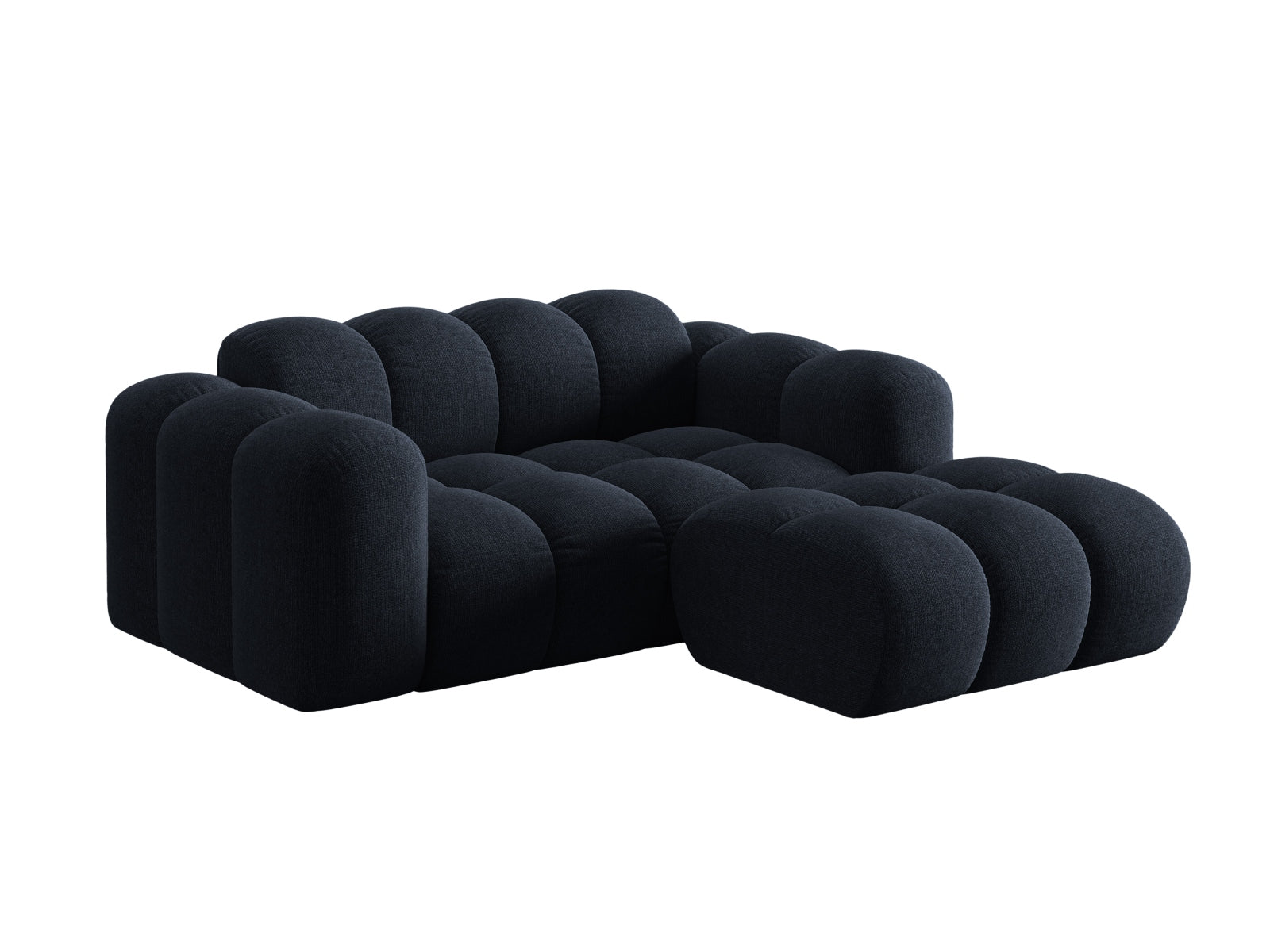 Elegantes 2-Sitzer Ecksofa Treno in Navy Blue-Eden, ideal für stilvolle Wohnräume, präsentiert von Cosmopolitan Design.