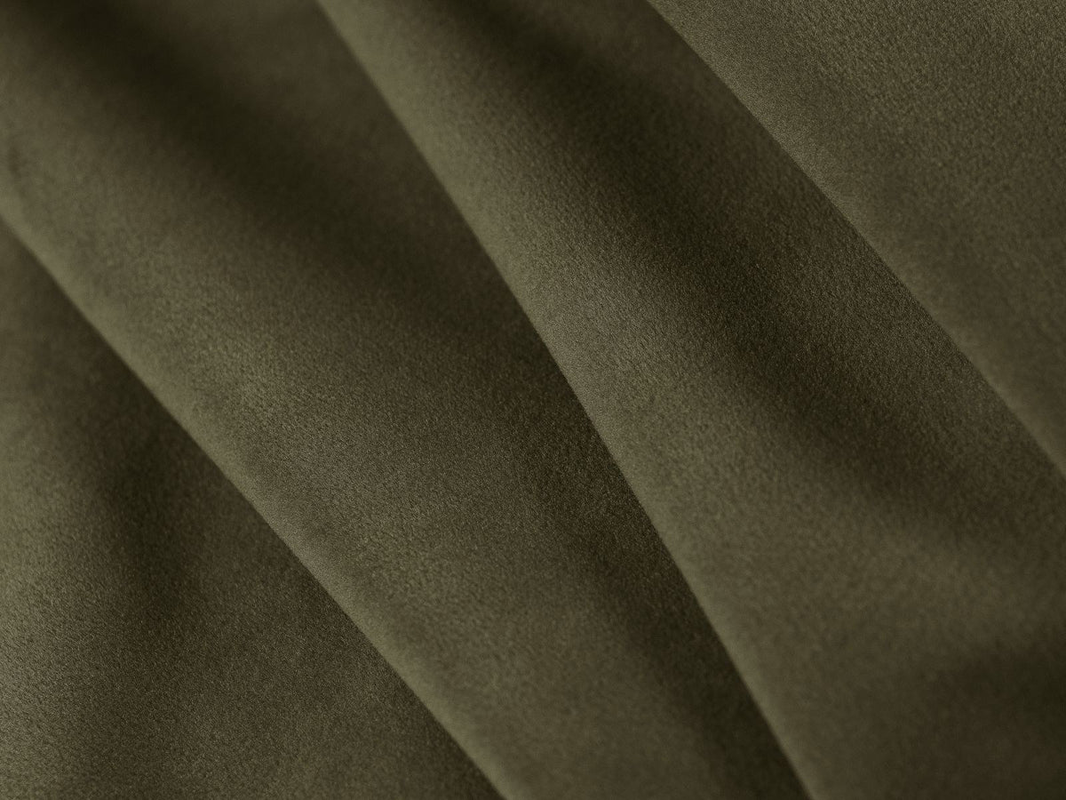 Samtsofa Lazio in Beige-Salvador mit schwarzen Metallbeinen, Récamiere rechts, Velours-Stoff und moderner Form für 2 Sitzer.